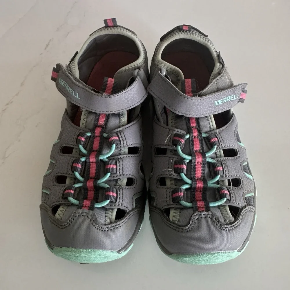 Merrell Hydro H2O Hiker Sandals Girls 3 Hook Loop Gray Pink Outdoors Watersports